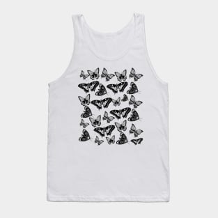 Butterfly Pattern - Black And White Butterflies And Moths Tank Top